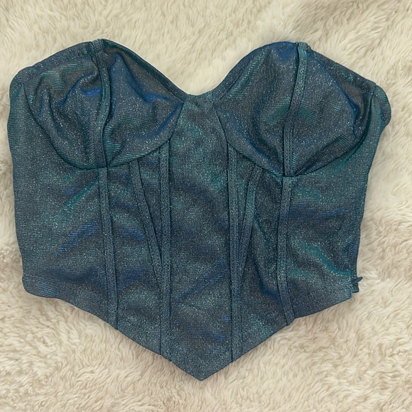 Corset Crop Top Pradize - Bleu - Taille Ajustée, Deux Couches De Tissu